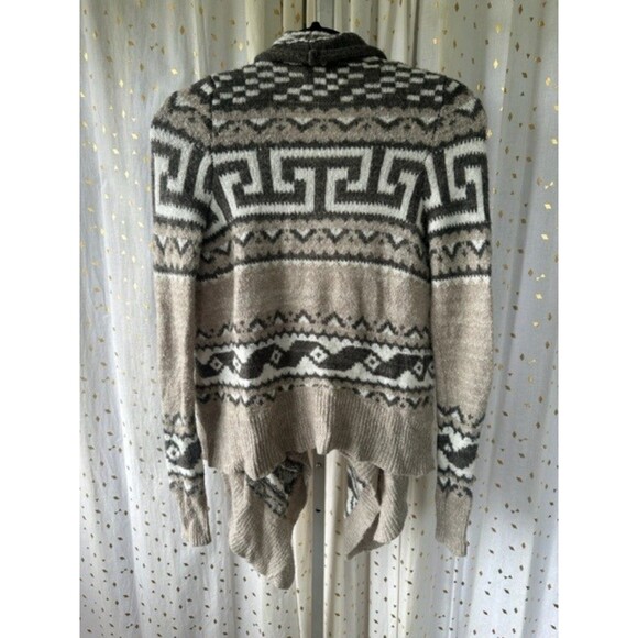 Abercrombie & Finch Boho Wool Blend Fair Isles Waterfall Open Cardigan Cozy XS S - Picture 3 of 5